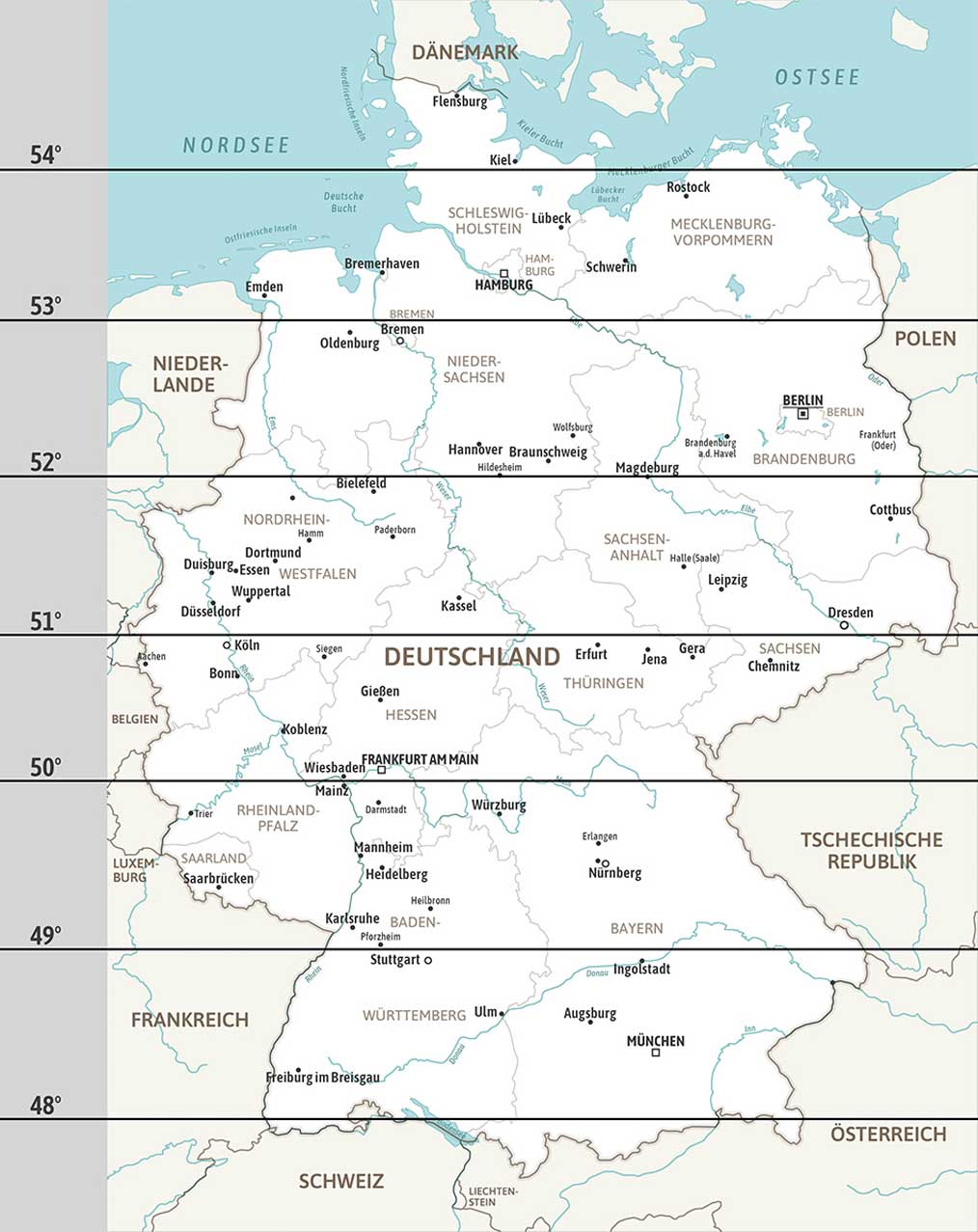 Deutschlandkarte mit Breitengraden
